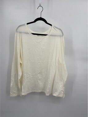 Girlfriend Collective Womens Long Sleeve T-Shirt Cream Crew Neck Breathable 6XL